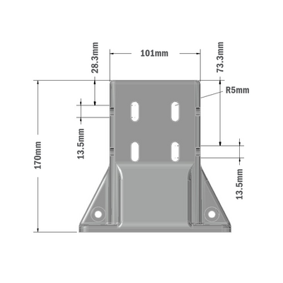 33-45903S-1SS MODULAR SOLUTIONS MOUNTING FOOT 3 SIDED FOR 45MM X 90MM STAINLESS STEEL HARDWARE PARTICALLY ENCLOSED